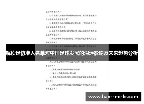 解读足协准入名单对中国足球发展的深远影响及未来趋势分析